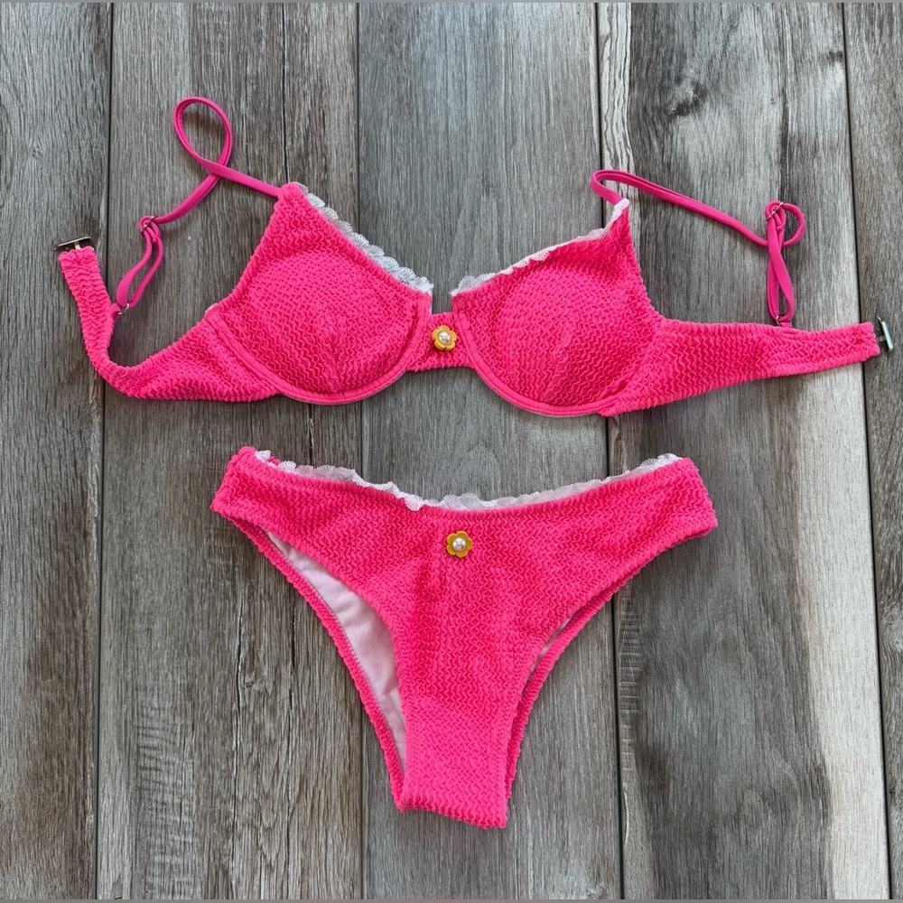 SOLY HUX Women's Bikini‎ Sets Bathing Suits Two Piece Swimsuits Lace Detail XS - Picture 3 of 10